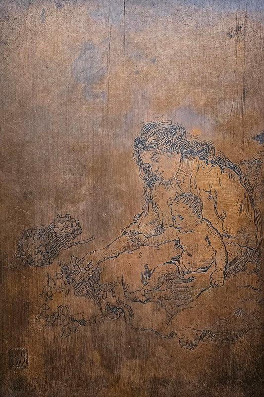 The Diver & Hawaiian Mother/Child (Copper Intaglio Plate)