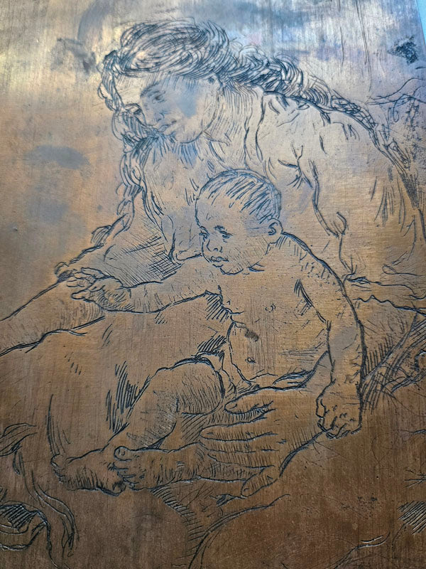 The Diver & Hawaiian Mother/Child (Copper Intaglio Plate)