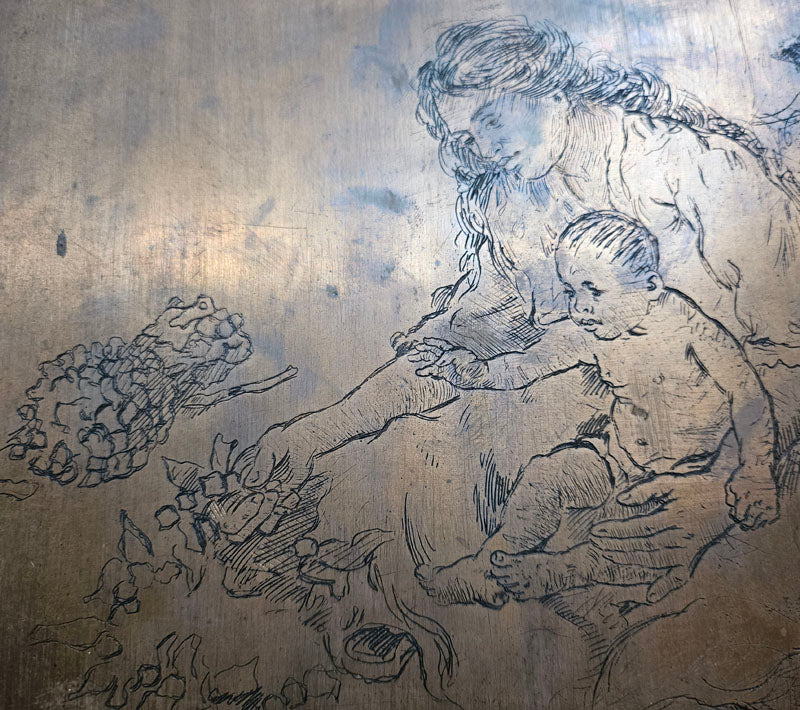 The Diver & Hawaiian Mother/Child (Copper Intaglio Plate)