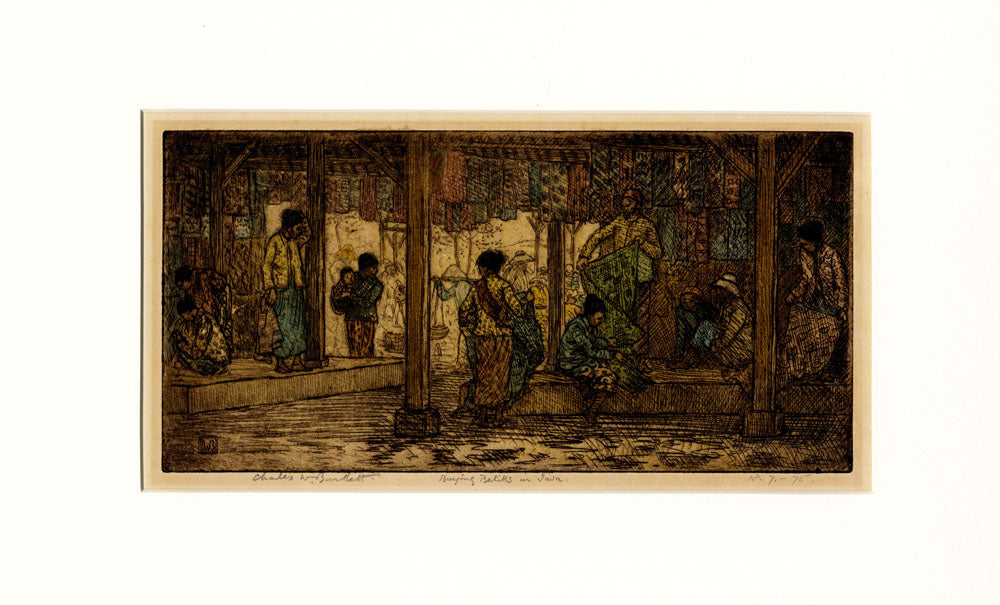 Buying Batiks, Java (Etching)