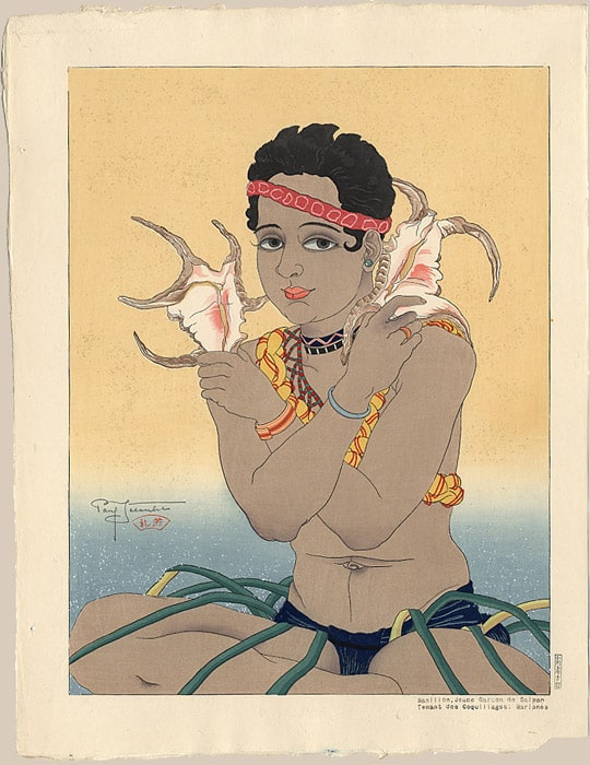 "Basilio, Young Boy of Saipan Holding Seashells. Marianas (Limited Edition)" by Jacoulet, Paul