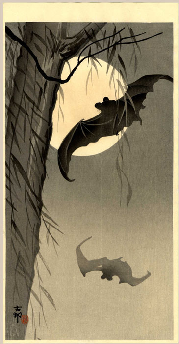 "Bats Against Full Moon" by Koson