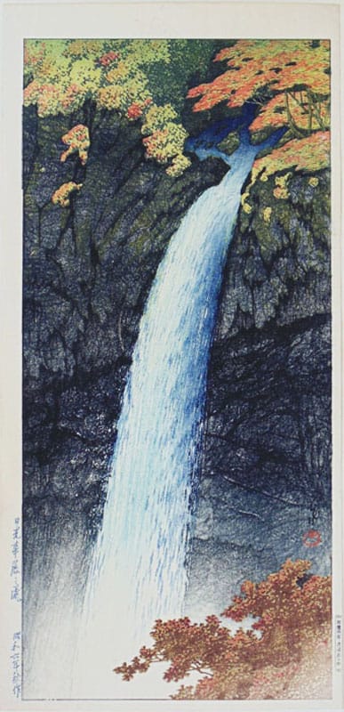"Kegon Waterfall, Nikko (Naga-ban Format)" by Hasui, Kawase
