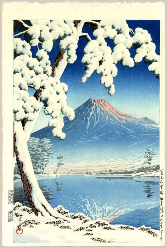 "Clearing After a Snowfall on Mount Fuji (Later State)" by Hasui, Kawase