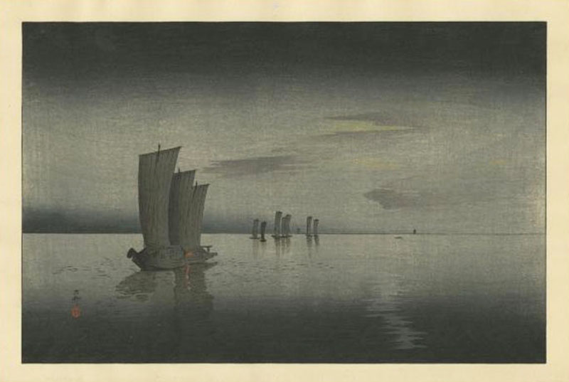"Fishing Boats at Twilight" by Koson