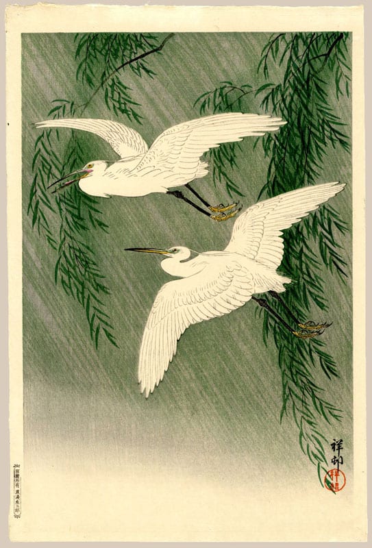 "Egrets in the Rain" by Shoson