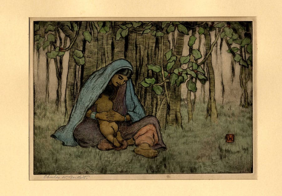 "Mother and Child, India (Etching)" by Bartlett, Charles