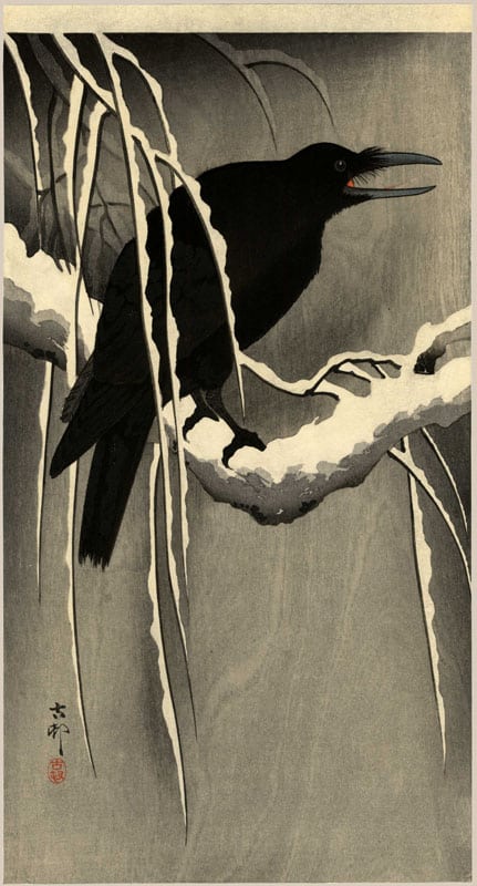 "Crow on Snowy Bough" by Koson