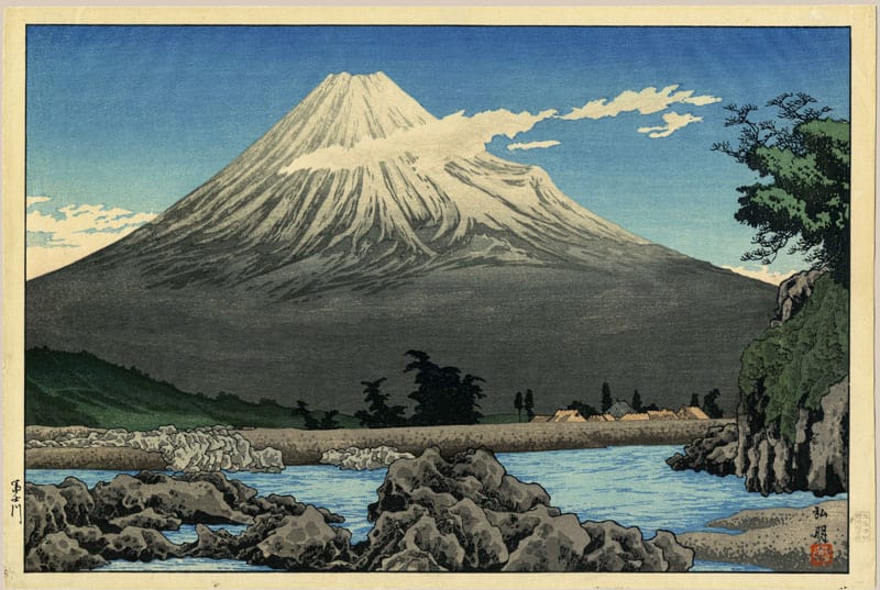 "Mt. Fuji From Fuji River (First State)" by Hiroaki, Takahashi
