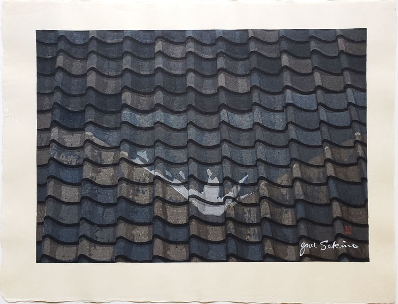 "Hara (Moonlit Mt. Fuji Reflected on Tile-Roof)" by Sekino, Junichiro
