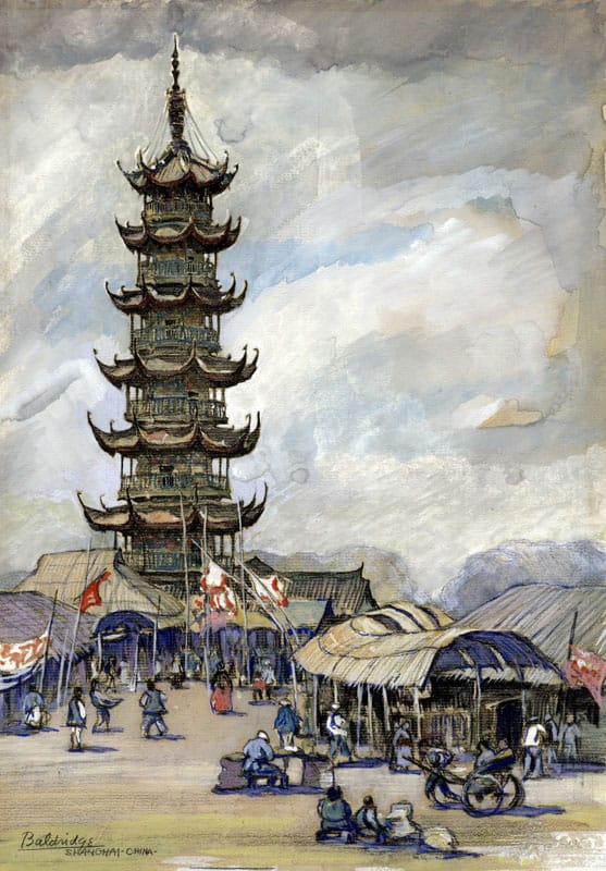 "Loong Wah Pagoda, China - Original Painting" by Baldridge, Cyrus Leroy