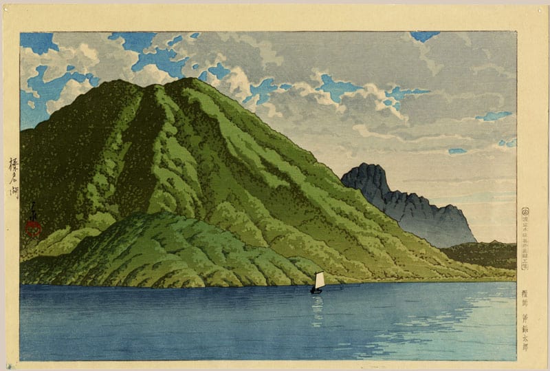 "Lake Haruna, Spring (Ono Gintaro Seal)" by Hasui, Kawase