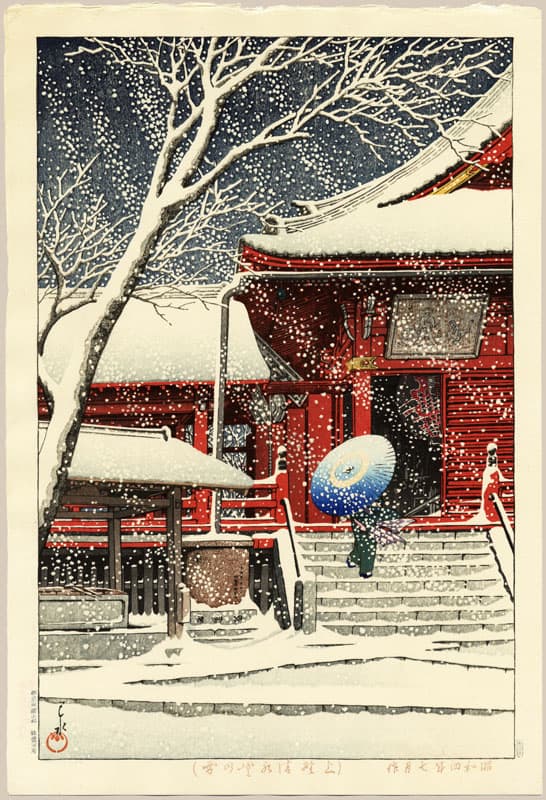 "Snow at Kiyomizu Hall, Ueno (Limited Edition)" by Hasui, Kawase