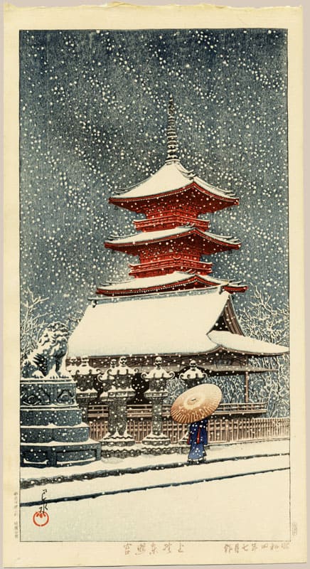 "Snow at Tosho Shrine, Ueno (Limited Edition)" by Hasui, Kawase