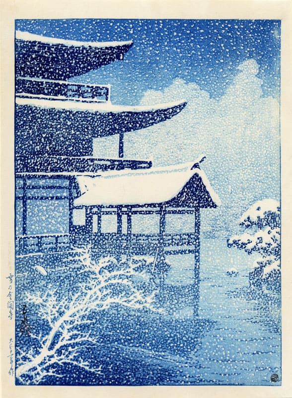 "Snow at the Golden Pavilion (Pre-Earthquake)" by Hasui, Kawase