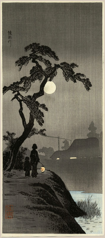 "Moon over Ayasegawa River (Pre-Earthquake)" by Shotei, Takahashi