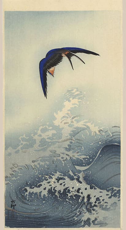"Barn Swallow and Waves" by Koson