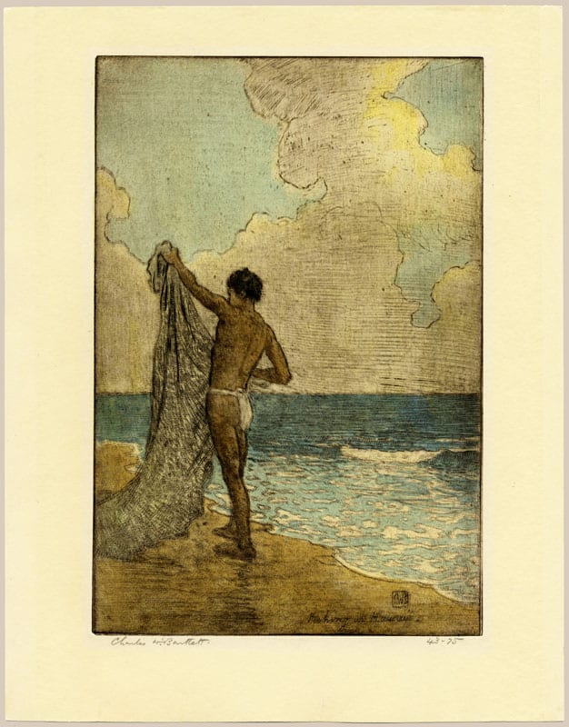 "Fishing in Hawaii (Etching)" by Bartlett, Charles