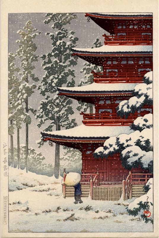 "Saisho Temple, Hirosaki" by Hasui, Kawase