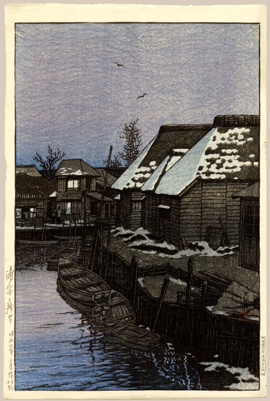 "Lingering Snow in Urayasu" by Hasui, Kawase