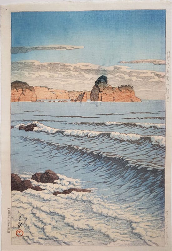 "Morning Sea at Shiribeshi, Bekuni" by Hasui, Kawase