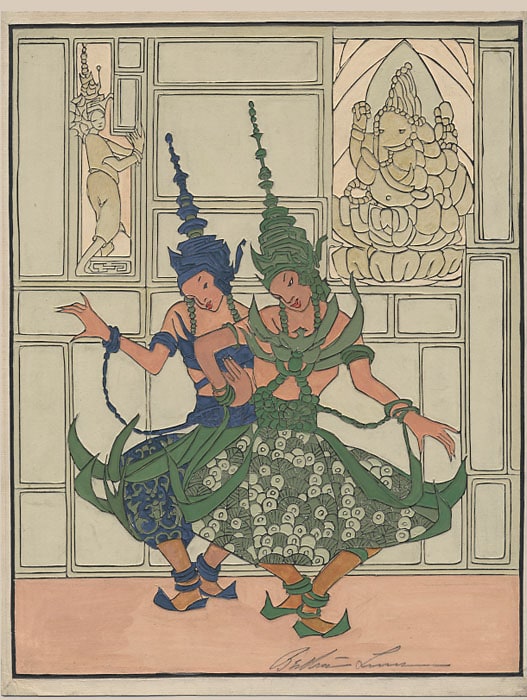 Thumbnail of Raised Line and Hand-Colored Woodblock Print by
Lum, Bertha