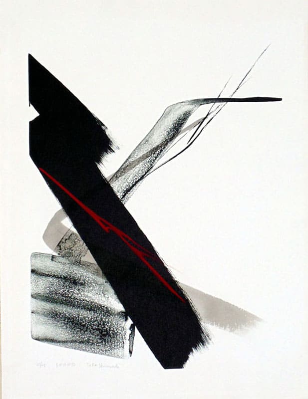 Thumbnail of Original Limited Edition Lithograph with Red and Gray Brushstrokes by
Shinoda, Toko