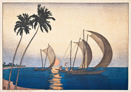 Sea, Sails and Palms at Sunset, Ceylon