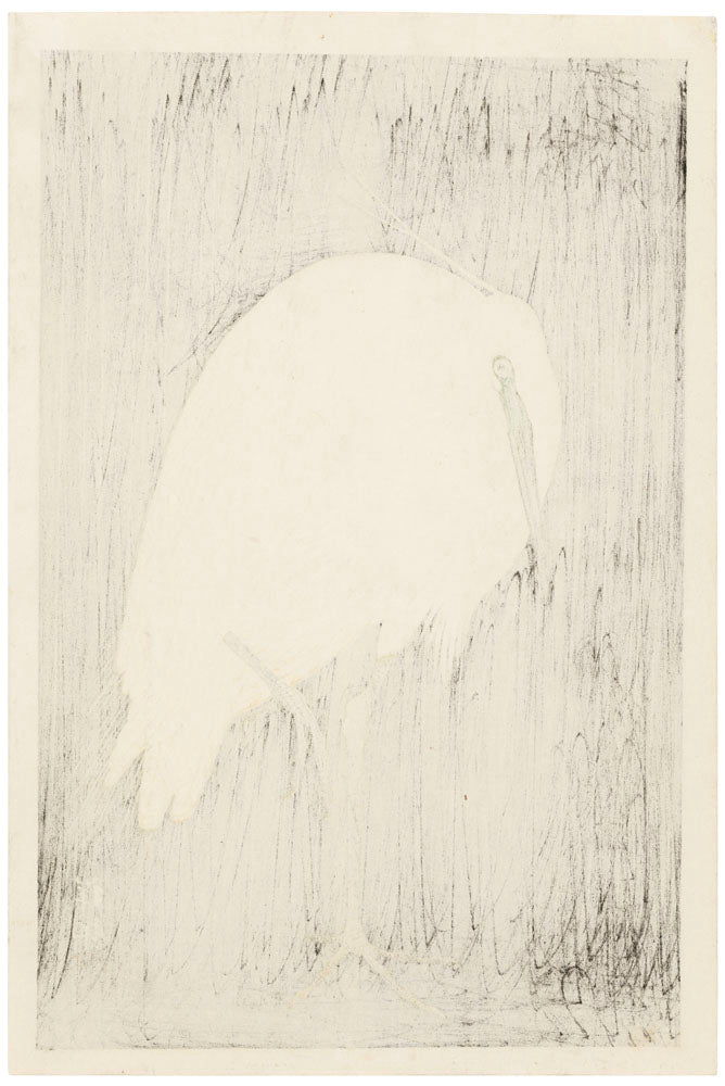 Egret in Rain (First State)