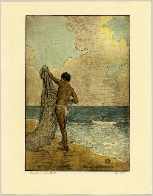 Fishing in Hawaii (Etching)