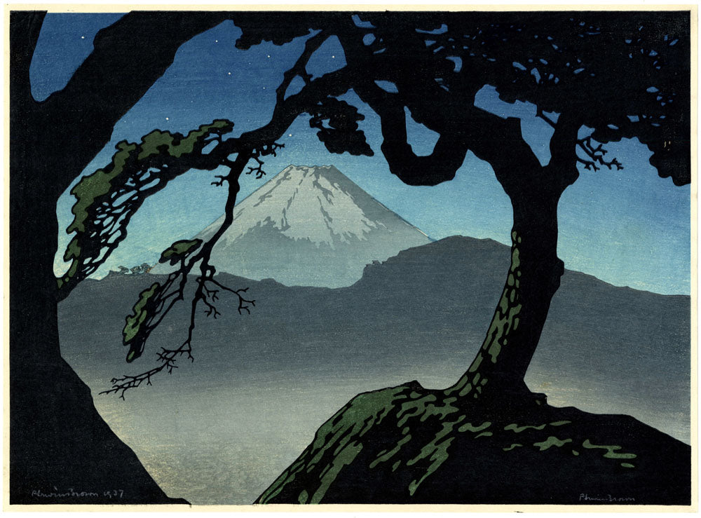 Mount Fuji under a Starry Night