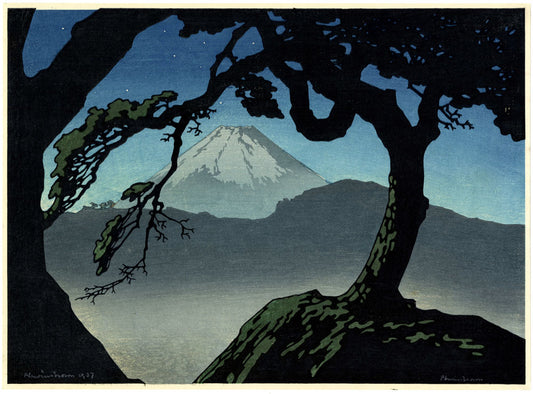 Mount Fuji under a Starry Night