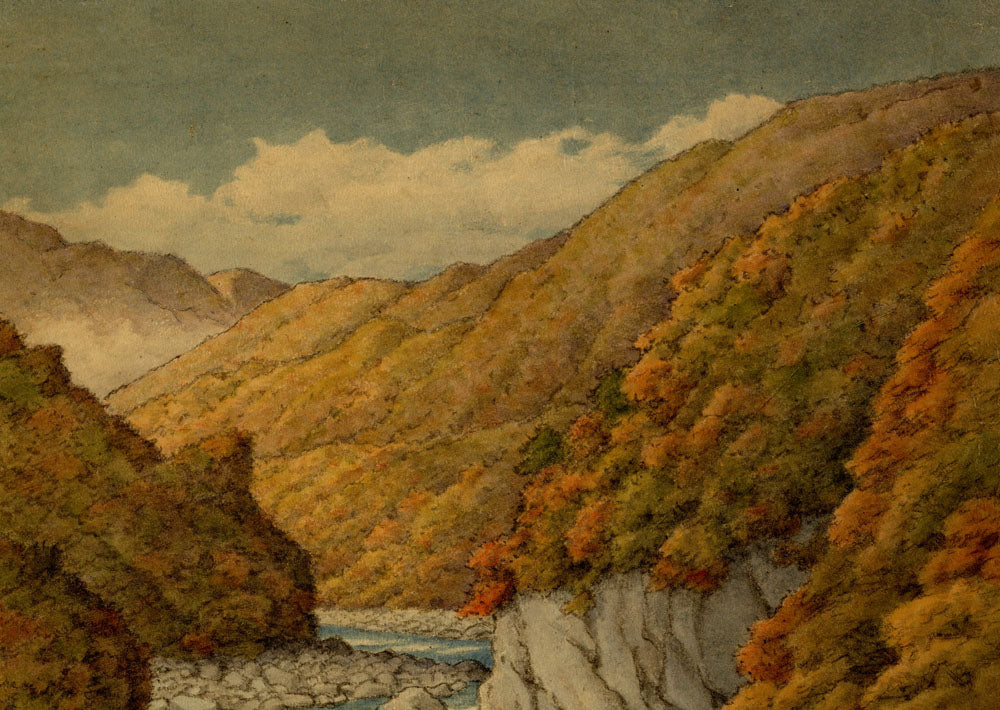 The Shiobara River Gorge in Autumn, Tochigi Prefecture - Original Painting